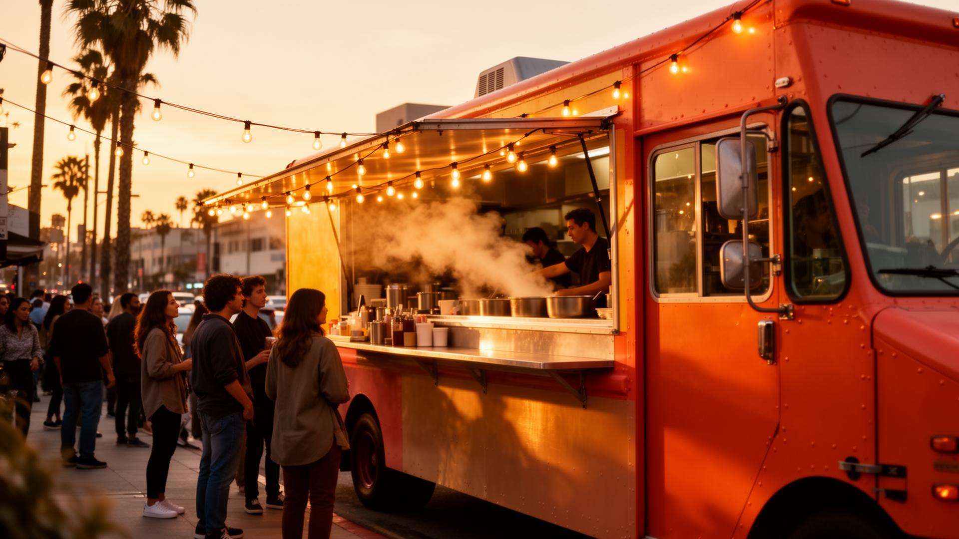 Food truck at golden hour